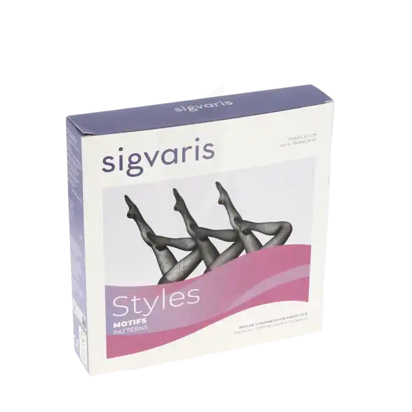Sigvaris 2 Styles Carreaux Collant Noir Sn