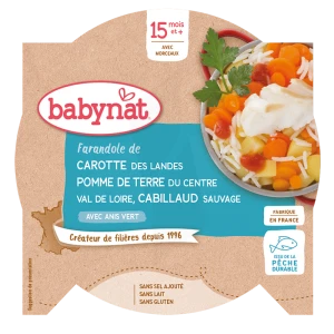 Babybio Alimentation Infantile Carotte Pomme De Terre Cabillaud Assiette/260g