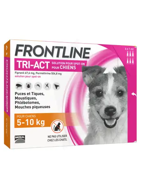 Frontline Tri-act Solution Pour Spot-on Chien 5-10kg 6pipettes/1ml