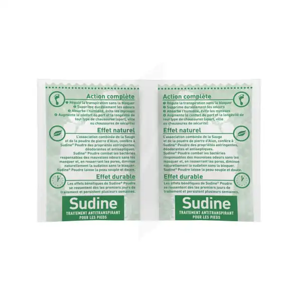 Sudine Poudre Traitement Anti-transpirant Pour Les Pieds Boite De 100 Sachets Doubles