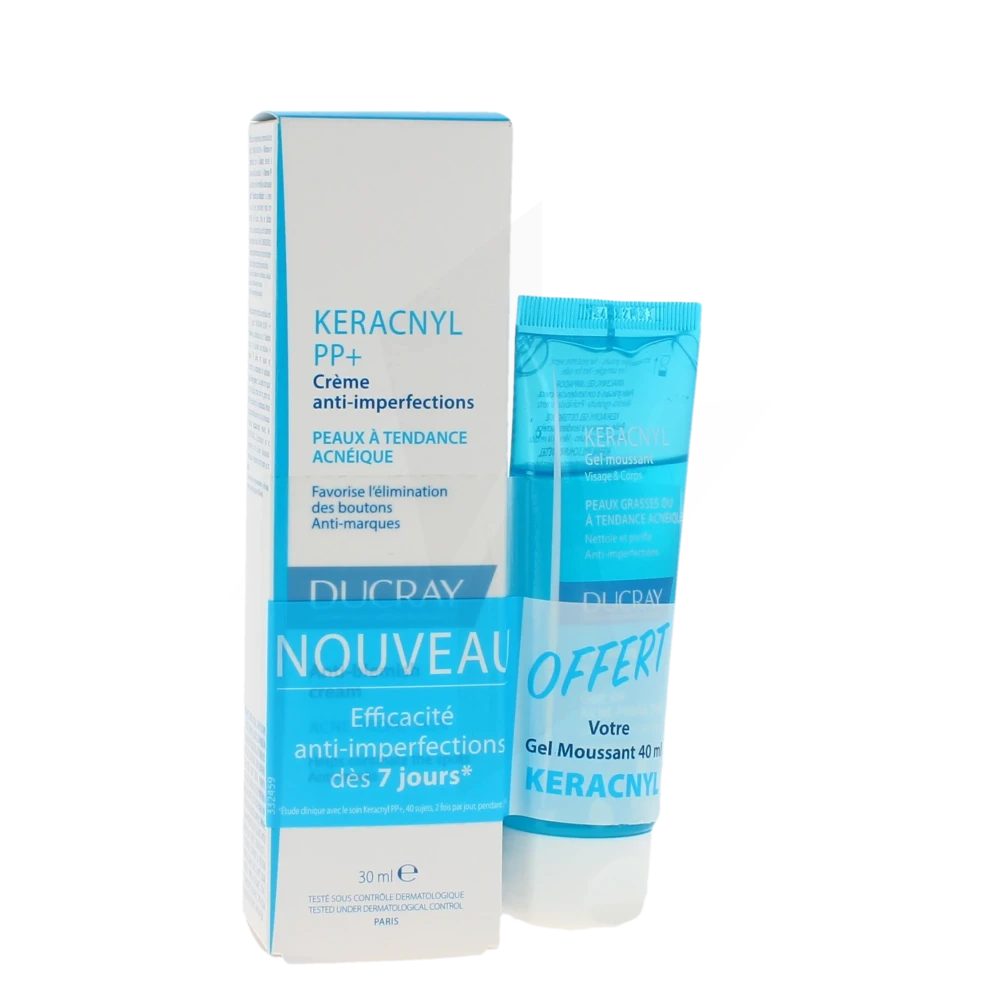Ducray Keracnyl Pp + Crème Tube De 30 Ml + Gel Moussant