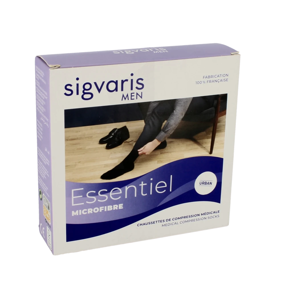 Sigvaris Essentiel Microfibre Chaussettes  Homme Classe 2 Noir Xx Large Normal