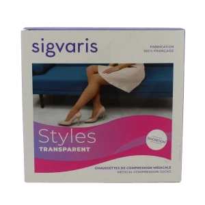 Sigvaris Styles Divin Eclat Transparent Chaussette Classe 2 Femme Beige 130 Long S