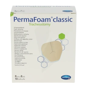 Permafoam Tracheostomy 8x8cm Pansement Hydrocellulaire Non Adhésif En Mousse Polyuréthane B/10