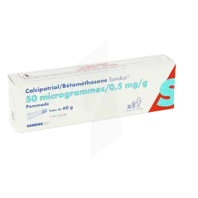 CALCIPOTRIOL/BETAMETHASONE SANDOZ 50 microgrammes/0,5 mg/g, pommade