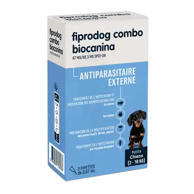 FIPRODOG COMBO 67 mg/60,3 mg Solution pour spot-on pour petits chiens 3Pipettes/0,5ml
