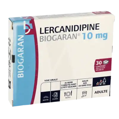 LERCANIDIPINE BIOGARAN 10 mg, comprimé pelliculé sécable