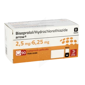 Bisoprolol/hydrochlorothiazide Arrow 2,5 Mg/6,25 Mg, Comprimé Pelliculé