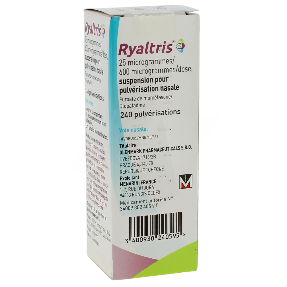 Ryaltris 25 Microgrammes/600 Microgrammes/dose, Suspension Pour Pulvérisation Nasale