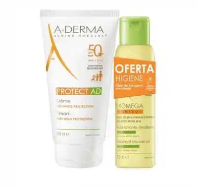 Aderma Protect-ad Crème Très Haute Protection Spf50+ T/150ml + Exomega Control 2 En 1 Fl/100ml à VIGNEUX SUR SEINE
