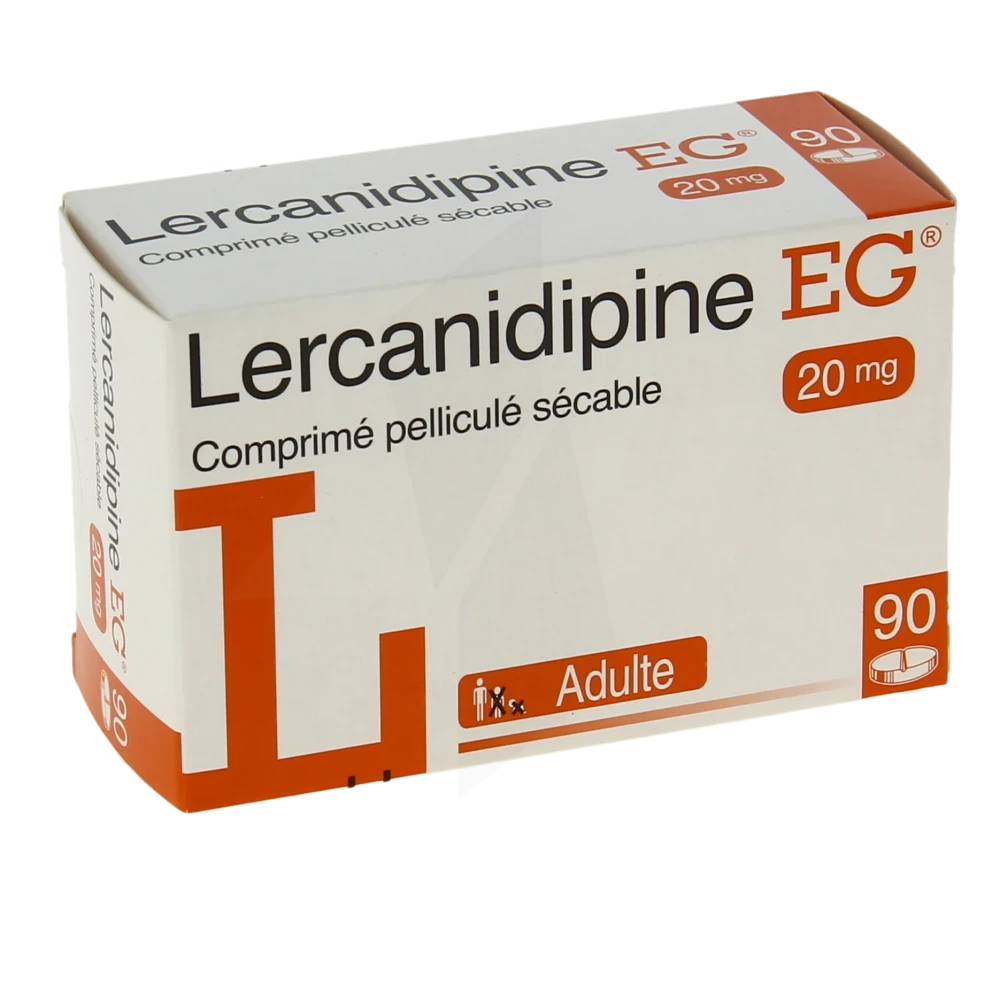 Lercanidipine Eg 20 Mg, Comprimé Pelliculé Sécable