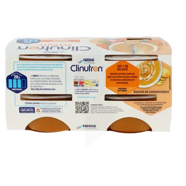 Clinutren Soupe Velouté Nutriment Carottes Potiron 4 Cups/200ml