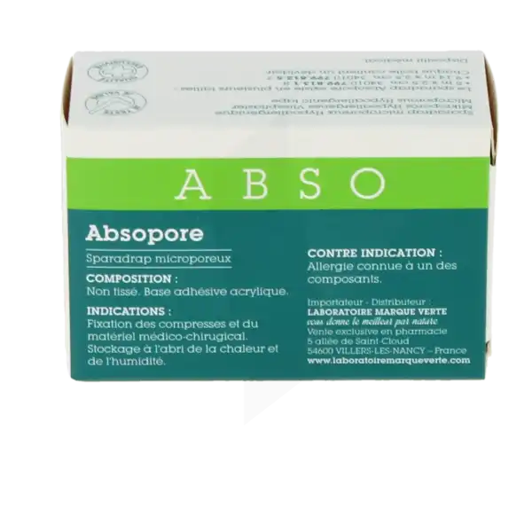 Absopore Sparadrap Microporeux 9,14m X 2,5cm Avec Dévidoir