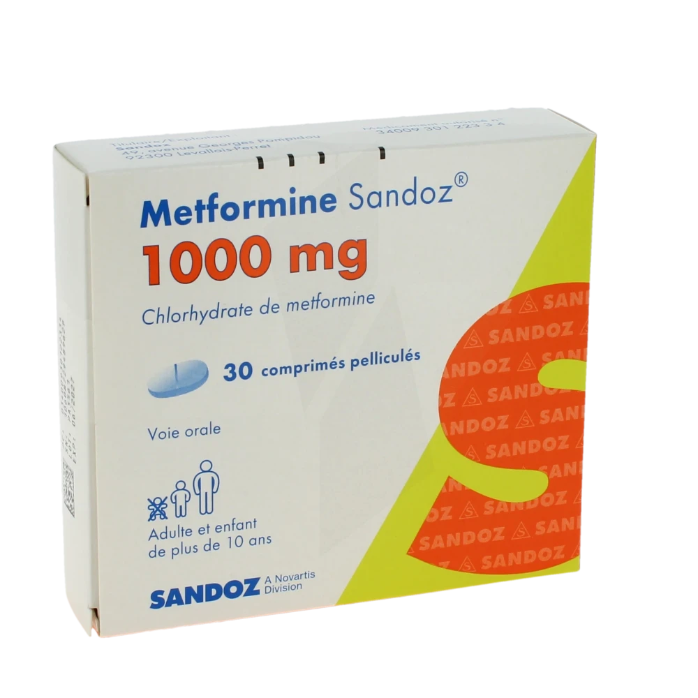 Metformine Sandoz 1000 Mg, Comprimé Pelliculé