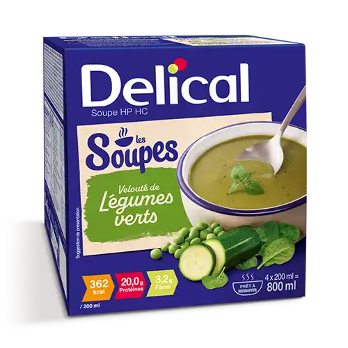 Delical Soupe Hp Hc Nutriment Velouté Légumes Verts 4bols/200ml
