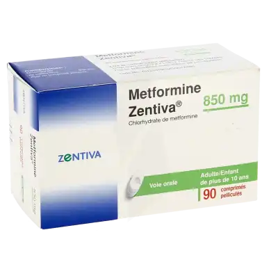 Metformine Zentiva 850 Mg, Comprimé Pelliculé à LE LAVANDOU