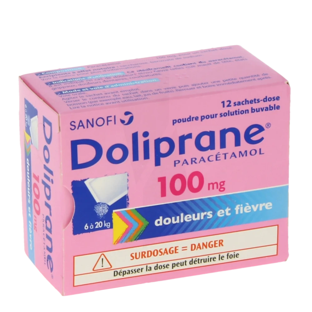 Doliprane 100 Mg, Poudre Pour Solution Buvable En Sachet-dose