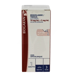 Brinzolamide/timolol Biogaran 10 Mg/ml + 5 Mg/ml Col Susp Fl/5ml