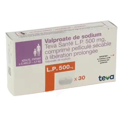 Valproate De Sodium Teva Sante L.p. 500 Mg, Comprimé Pelliculé Sécable à Libération Prolongée à Blere