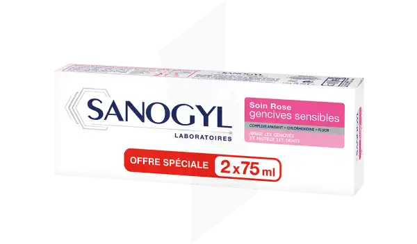 Sanogyl Rose 1500ppm Soin Gensives Sensibles 2x75ml