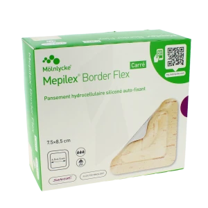 Mepilex Border Flex Carre Pansement Hydrocellulaire Adhésif Stérile Siliconé 7,5x8,5cm B/16