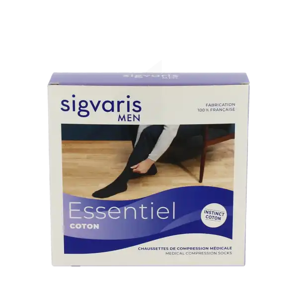 Sigvaris Essentiel Coton Chaussettes  Homme Classe 2 Sable Medium Long