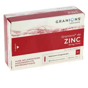 Granions De Zinc 15 Mg/2 Ml Solution Buvable 30 Ampoules/2ml