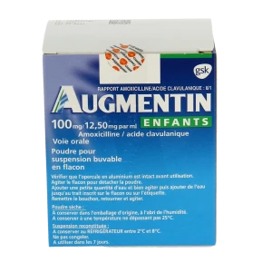 Augmentin 100 Mg/12,50 Mg Par Ml Enfants, Poudre Pour Suspension Buvable En Flacon (rapport Amoxicilline/acide Clavulanique : 8/1)