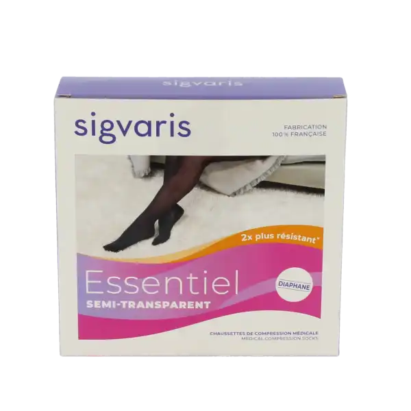 Sigvaris Essentiel Semi-transparent Chaussettes  Femme Classe 2 Noir Small Long