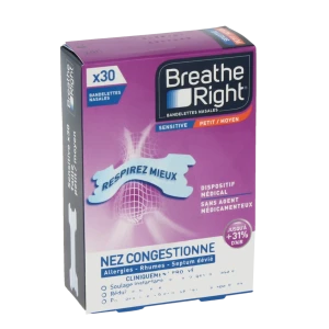 Breathe Right Bandelettes Nasales Sensitive B/30