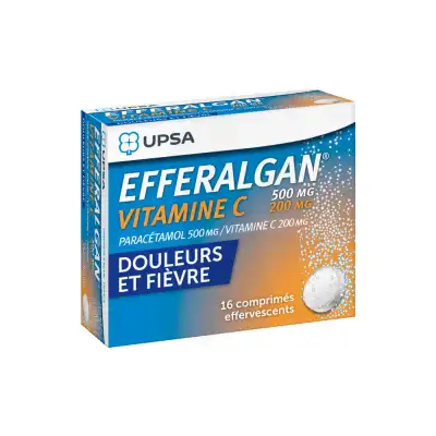 Efferalgan Vitamine C 500 Mg/200 Mg Comprimés Effervescents 2t/8 (16) à SAINT-SAENS