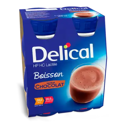 Delical Boisson Hp Hc Lactée Nutriment Chocolat 4 Bouteilles/200ml à FLEURANCE