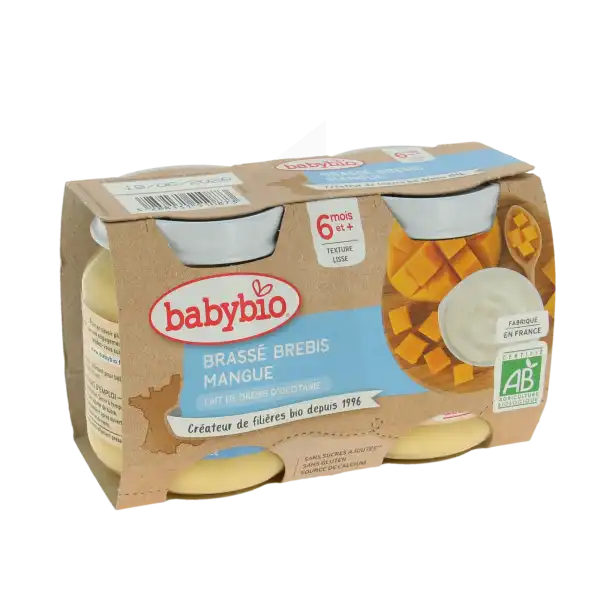 Babybio Alimentation Infantile Brassé Lait De Brebis Mangue 2pots/130g