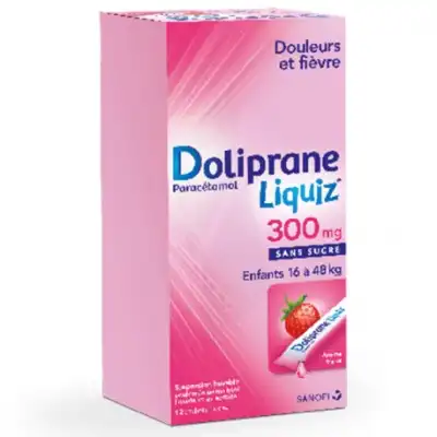 Dolipraneliquiz 300 mg Suspension buvable en sachet sans sucre édulcorée au maltitol liquide et au sorbitol B/12