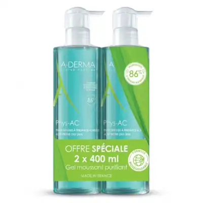 Aderma Physac Gel Moussant Purifant 400ml X2 à Monsempron-Libos