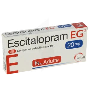 Escitalopram Eg 20 Mg, Comprimé Pelliculé Sécable