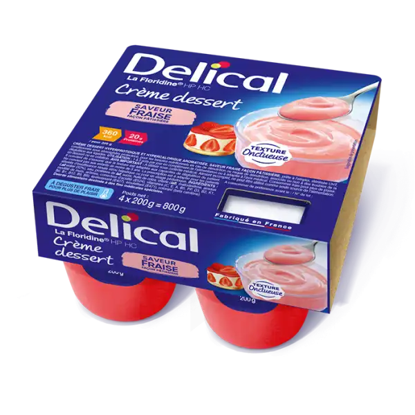 Delical Crème La Floridine Hp Hc Nutriment Fraise Façon Pâtissière 4pots/125g