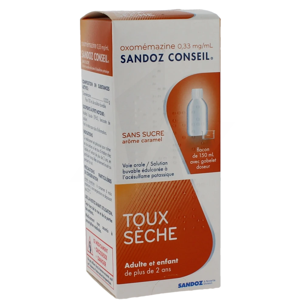 Oxomemazine Sandoz Conseil 0,33 Mg/ml Sans Sucre, Solution Buvable édulcorée à L'acésulfame Potassique