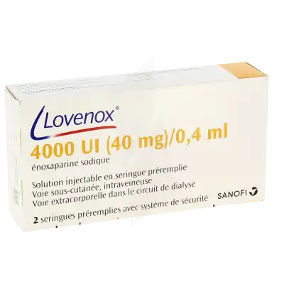 Lovenox 4 000 Ui (40 Mg)/0,4 Ml, Solution Injectable En Seringue Préremplie à MONTEUX