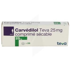 Carvedilol Teva 25 Mg, Comprimé Sécable