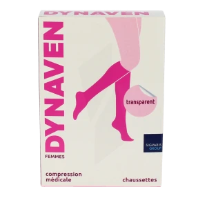 Dynaven Transparent Chaussettes  Femme Classe 2 Beige Clair Small Long