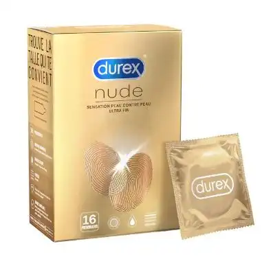 Durex Nude Préservatif Lubrifié B/16
