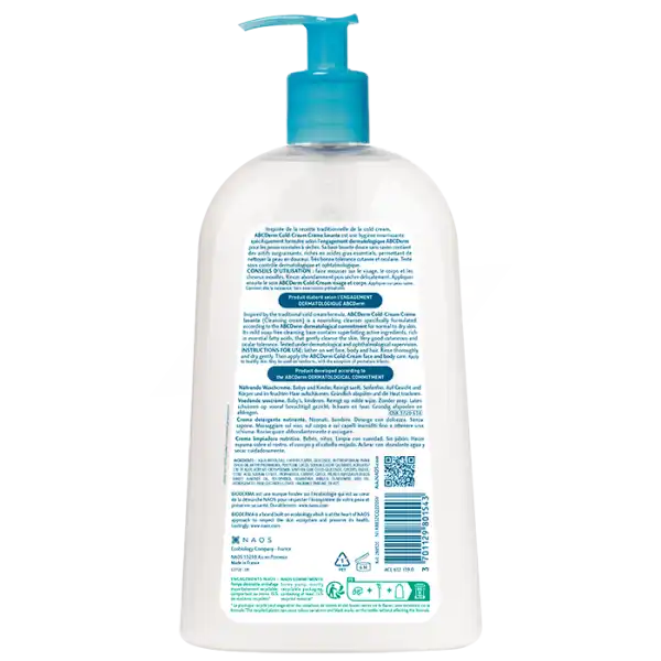 Bioderma Abcderm Cold-cream Lavante Crème Lavante Nourrissante Pour Bébé 1l