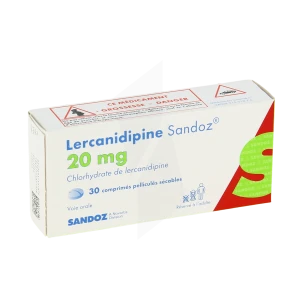Lercanidipine Sandoz 20 Mg, Comprimé Pelliculé Sécable