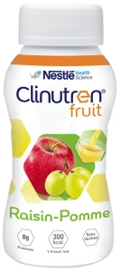 Clinutren Fruit Nutriment Pomme Raisin 4 Bouteilles/200ml