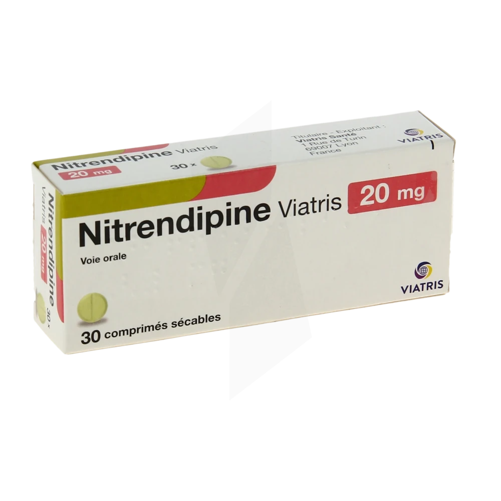 Nitrendipine Viatris 20 Mg, Comprimé Sécable