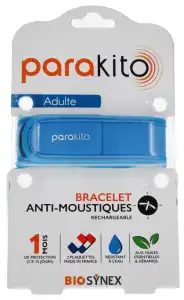 Parakito Color Bracelet Rechargeable Anti-moustique Adulte Bleu B/2 à QUETIGNY