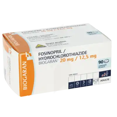 FOSINOPRIL/HYDROCHLOROTHIAZIDE BIOGARAN 20 mg/12,5 mg, comprimé sécable