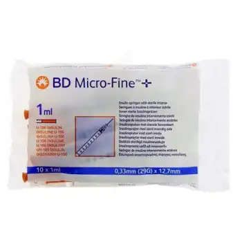 Seringues BD Micro-fine 1ml format 0,33mmx12,7mm Sachet de 10 seringues