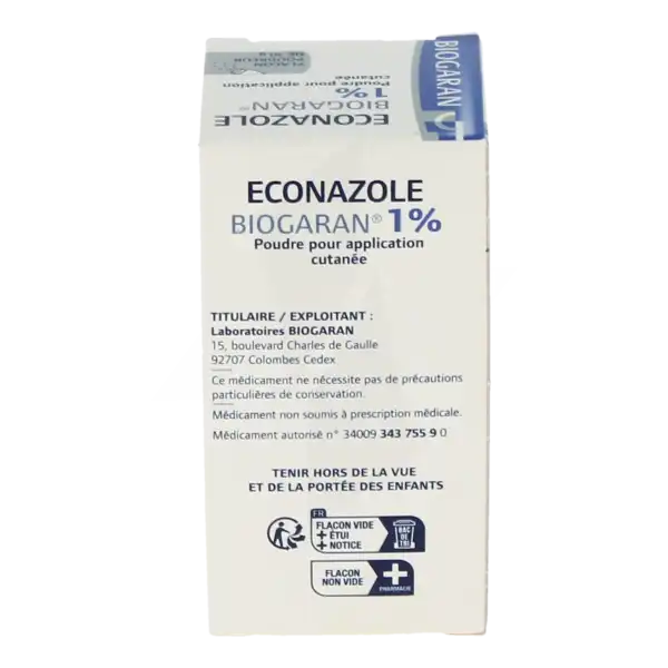 Econazole Biogaran 1 Pour Cent, Poudre Pour Application Cutanée